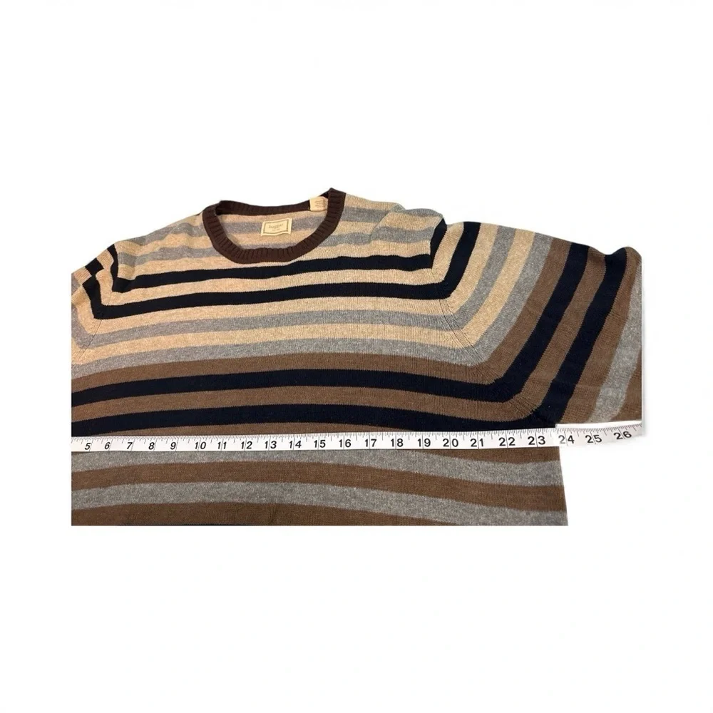 Haggar Men’s Striped  Crewneck Neutral Sweater XL– Warm & Cozy Y2K